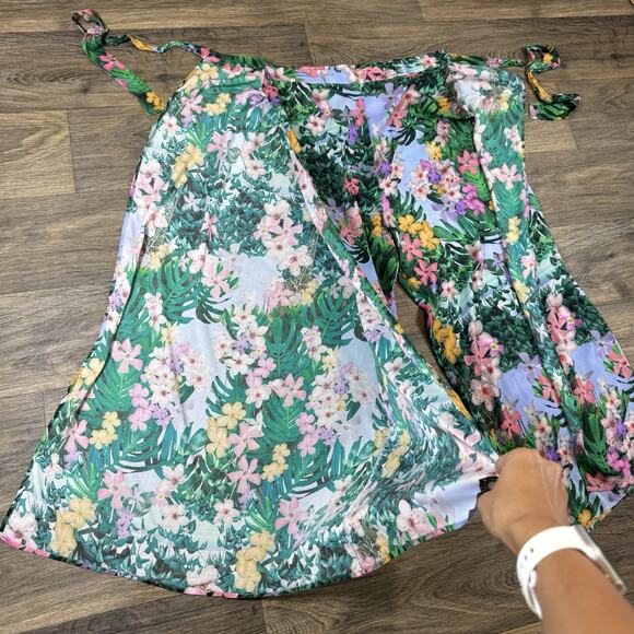 Desigual Boho Floral Wide Leg Pants Tie Waist Sz XL Viscose - Picture 6 of 15